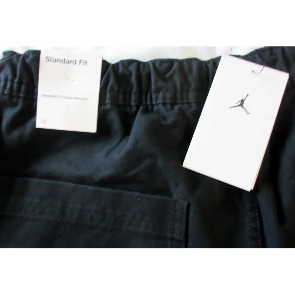 Jordan Men's MJ Chicago Cotton Cargo Casual Air Jordan Logo Pants Black NWT